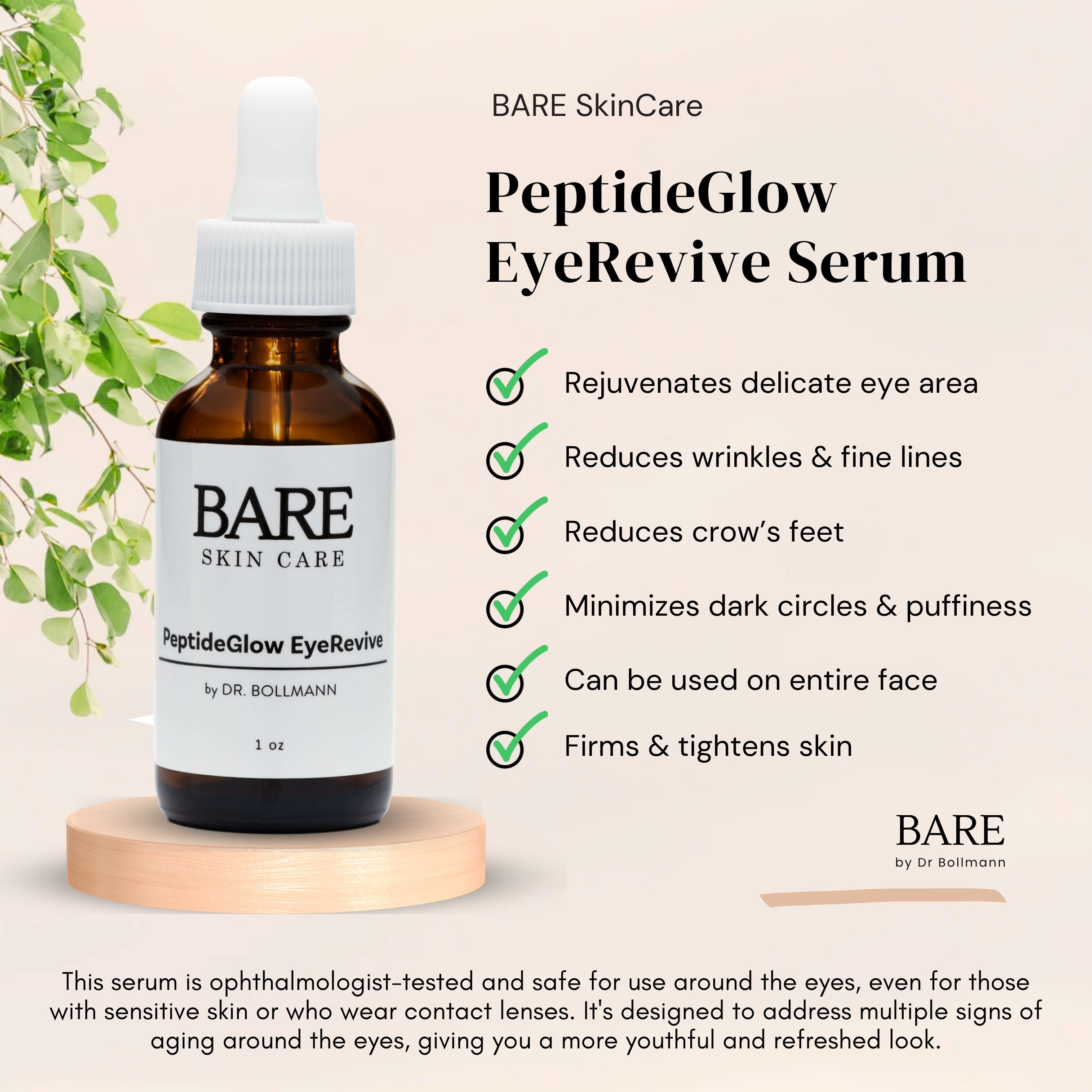 BARE SkinCare PeptideGlow EyeRevive Serum - Bare Skin Care by Dr. Bollmann